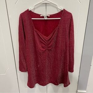 American Rag Red Sparkly 3/4 Sleeve Blouse